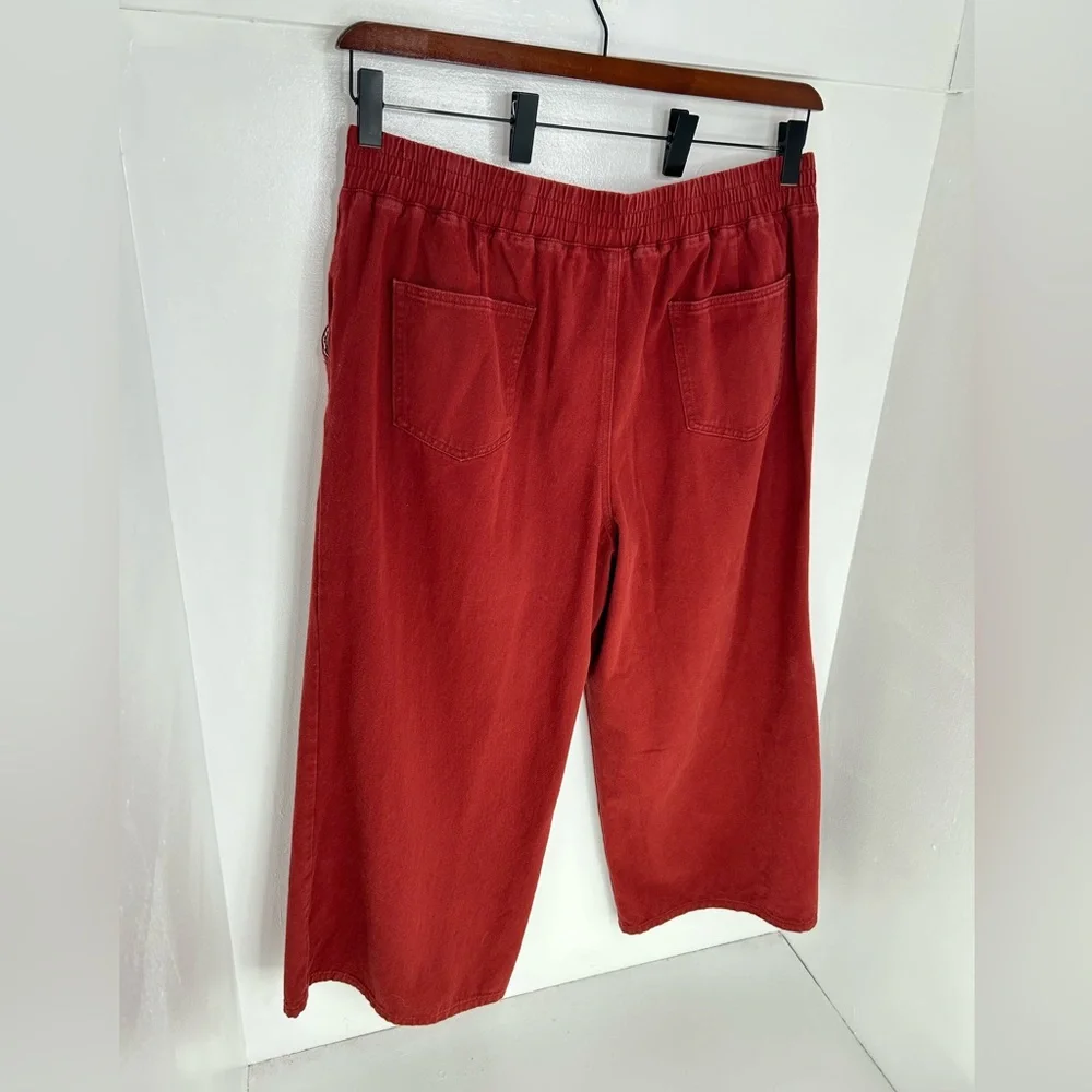 Cider Jeans Red Denim Cotton Flower Print‎ Wide Legs Pants Size 4XL Boho 40x27